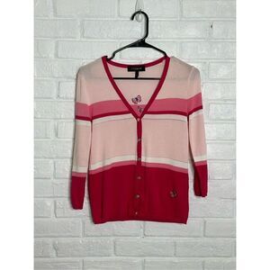 Escada Butterfly Cardigan Pink Stripe Lightweight size 34 / Small
